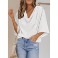 Pikkukuva 3 / 5: Naisten Blousit ja Topit Lyhythihainen Chiffon-paita ja Topit White XL