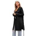 Miniatyrbillede 2 af 5: Dame Lang Uldbluser Cardigan Let Casual Frakke Black M