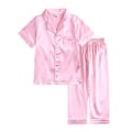 Miniatyrbild 1 av 2: Satin Pyjamas Set i Siden, Kortärmad, Barnkläder för Sovkläder pink 130