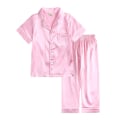 Miniatyrbild 1 av 2: Satin Pyjamas Set i Siden, Kortärmad, Barnkläder för Sovkläder pink 160