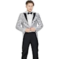 Miniatyrbilde 2 av 7: Menn Sequin Smokingjakke Haler Smal Passform Frakk Kjole Wine Red S