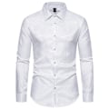 Miniatyrbillede 1 af 4: Mænds Casual Langærmet Lapel Trykt Knapløs Skjorte White M