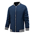 Miniatyrbillede 1 af 6: Mænds Jakke Casual Pilot Fuldt Lynlås Jakke Blue S