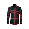 Miniatyrbilde 1 av 8: Menn's Rutete Skjorte med Knapper, Lang Erme, Dress Skjorte Black Red L