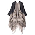 Miniatyrbild 1 av 4: Retro Tofs Poncho Sjal Cape Wraps för kvinnor white