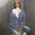 Miniatyrbillede 7 af 11: Plys Fringe Frakke Overfrakker til Kvinder Efterår Og Vinter Grey XL