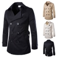 Miniatyrbild 1 av 5: Trenchcoat för män Slim fit dubbelknäppt black L