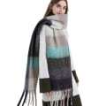 Miniatyrbillede 1 af 5: Stor Chunky Plaid Sjal Blød Tyk Varmt Tassel Sjal Grey