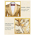 Miniatyrbillede 4 af 7: Mænds Sequin Blazer Glimtende Glitterjakke Skinnende Blomsterjakke Gold 3XL