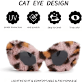Miniatyrbild 2 av 6: Plush Fuzzy Kattöga Solglasögon för Kvinnor Leopard