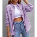 Miniatyrbild 3 av 4: Medellång Löst Hål Denimjacka Kvinna Purple M