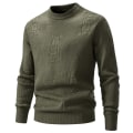 Miniatyrbilde 2 av 8: Hettegenser for menn, strikket, tynn passform, lett, avslappet, vridd mønster, kabelstrikket, pullover Green L