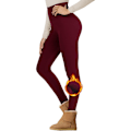 Miniatyrbillede 1 af 7: Vintervarme Fleeceforet Leggings til Kvinder Wine Red 4XL
