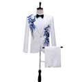 Miniatyrbillede 1 af 5: Mænds Sequin Suits 2 Dele Sæt En-Knaps Blazer Outfits White M