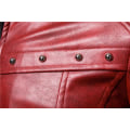 Miniatyrbild 5 av 11: Herrar Zippade Avtagbar Pälskrage Jacka, Läder Vintage Steam Punk Retro Rockjacka Red S