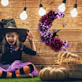Miniatyrbillede 3 af 8: Halloween Halvmånekrans med Lys, Sort Måneblomst og Kattekrans Style 4