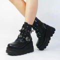 Miniatyrbild 4 av 8: Kvinnors Platform Boots Punk Lace Up Combat Boots 39