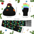 Miniatyrbilde 3 av 5: 4 stk LED Lysende Julehatt, Halsduk og Hansker for Barn Black