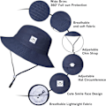 Pikkukuva 4 / 4: Vauvan aurinkohattu hymynaamalla UPF 50+ taaperoikäisten bucket-hattu pojille ja tytöille dark blue 52