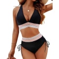 Miniatyrbilde 1 av 6: Bikinisett for kvinner med høy midje og magekontroll black L