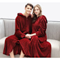 Pikkukuva 3 / 5: Naisten Fleecepuku, Mukava ja Pehmeä Pitkä kylpytakki Wine Red-Men XL