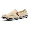 Miniatyrbillede 1 af 7: Mænds Casual Klud Sko Canvas Slip On Loafers Fritid Vintage Flat Båd Sko KHAKI 41