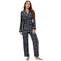 Miniatyrbild 1 av 7: Dam Plaid Långärmad Pyjamas Tvådelad Outfit M