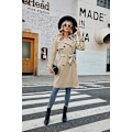 Miniatyrbilde 5 av 6: Kvinners dobbeltbrystet lang trenchcoat med belte Khaki XL