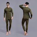 Pikkukuva 2 / 6: Miesten lämpimät alusvaatteet, pitkät alushousut fleecevuorella Army Green 4XL