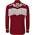 Miniatyrbilde 5 av 6: Langermet skjorte for menn med brodert frynse Red M