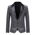 Miniatyrbild 1 av 5: Mans paljettdräkt Slim Fit Jacka Bröllopsbal Blazer silver S
