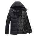 Vinterjakke for menn med avtakbar hette Black 3XL