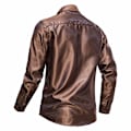 Miniatyrbilde 3 av 4: Menn's Glossy Lomme Langærmet Lapel Trykket Skjorte Coffee XL