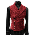 Miniatyrbild 1 av 5: Herrar Väst i Konstläder, Dubbelknäppt, Slim Fit, Gotisk Steampunk, Gentleman Smoking Red M
