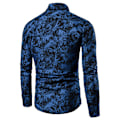 Miniatyrbillede 2 af 3: Mænds Langærmet Cardigan-Knap Trykt Lapel Skjorte Blue M