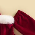Miniatyrbild 2 av 8: Julklappsklänning i Sammet för Småflickor, Långärmad Santa Claus-Klänning 100