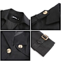 Miniatyrbillede 9 af 10: Dame Trenchcoat Lang Dobbeltbrystet Efterårsmode Klassisk Lapel Slank Overfrakke Black M