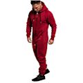 Miniatyrbillede 2 af 5: Mænds Hættetrøje Jumpsuit Lynlås Én-delt Pyjamas Playsuit Wine Red M