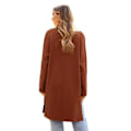 Miniatyrbillede 4 af 5: Dame Lang Uldbluser Cardigan Let Casual Frakke Brown XL