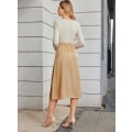 Miniatyrbilde 5 av 6: Satin Halv Slip for Kvinner med Blonder og Lang Lengde champagne S