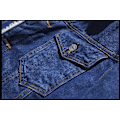 Miniatyrbillede 3 af 10: Mænds Lapel Sherpa Fleeceforet Tyk Denim Jean Trucker Jakke Frakker Dark Blue M