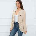 Miniatyrbilde 4 av 8: Kvinners Ruffled Lapel Knappelukking Jakke Apricot M