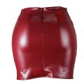 Miniatyrbild 2 av 7: Basic, hög midja, konstläder Bodycon Mini Pencil Kjol för kvinnor red M