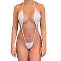Pikkukuva 1 / 2: Naisten riimukaulainen rintaliivit toppi stringit mikro bikini setti White