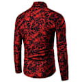 Miniatyrbillede 2 af 3: Mænds Langærmet Cardigan-Knap Trykt Lapel Skjorte Red XL