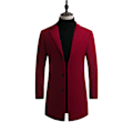 Miniatyrbillede 1 af 9: Mænds Trenchcoat i Uldblænding, Slank Pasform, Overfrakke Red M