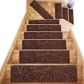 Miniatyrbild 1 av 5: Halkfria trappsteg Matta inomhus trappmattor brown 12pcs
