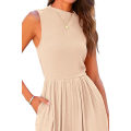 Miniatyrbilde 5 av 6: Sommerjumpsuit for kvinner - Elegant og avslappet, endelte antrekk, uten ermer beige M