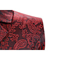 Miniatyrbild 4 av 6: Herrar Gotisk Steampunk Dubbelknäppt Väst Jacquard Brokad Väst Ärmlös Frack Red L