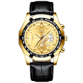 Miniatyrbillede 1 af 11: Herre-ur i læder med skelet-design og automatisk mekanisk urværk leather-all gold-gold face